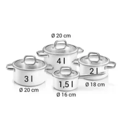 Topfset INDUKTION Kochtopfset 8 Tlg. X4 Töpfe MIT GLASDECKELN Edelstahl Weiß 9 Topfset INDUKTION Kochtopfset 8 Tlg. X4 Töpfe MIT GLASDECKELN Edelstahl Weiß -Angebote Gourmet Kueche Store 0013827e8d9436f9121196aebe14b711