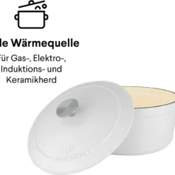 Daumonet Gusseisen-Bräter - Rund Ø 26 Cm - Weiß -Angebote Gourmet Kueche Store 05d5ca59977f92c10c220ff825300d48