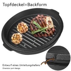Mucola Gusseisen Feuertopf Gusstopf Inkl. Deckelgriff 2in1 Kochtopf & Pfanne 9,0L Dutch Oven Potjie Camping Kochgeschirr -Angebote Gourmet Kueche Store 07916ca0e115c58e0a3b016460834999