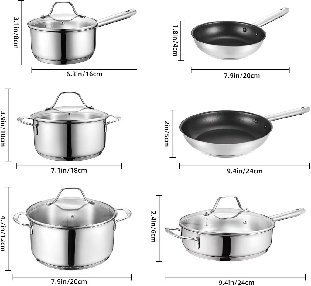 Topf-Set Topfset Induktion 10-teilig Edelstahl Kochtopf Set Mit Glasdeckel Edelstahl 18/10, Unbeschichtet Für Gas, Elektro, Halogen, Induktionsherde 7 Topf-Set Topfset Induktion 10-teilig Edelstahl Kochtopf Set Mit Glasdeckel Edelstahl 18/10, Unbeschichtet Für Gas, Elektro, Halogen, Induktionsherde – Bild 6