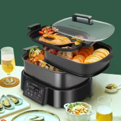 Aigostar 6 L Dampfgarer Mit Timer, Langsamkocher, Grill Und Dampfgarer 3 In 1, BPA-frei, Programmierbar, Voreingestellte Programme, Warmhaltefunktion, 1250 W -Angebote Gourmet Kueche Store 095fd34725f5ee65fb1646779586105d