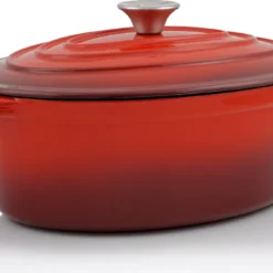 BBQ-Toro Gusseisen Cocotte | 4,3 L | Rot, Oval | Emaillierter Gusseisen Bräter