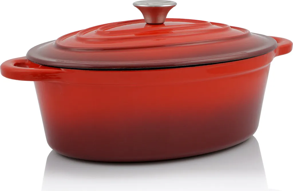 BBQ-Toro Gusseisen Cocotte | 4,3 L | Rot, Oval | Emaillierter Gusseisen Bräter 3 BBQ-Toro Gusseisen Cocotte | 4,3 L | Rot, Oval | Emaillierter Gusseisen Bräter