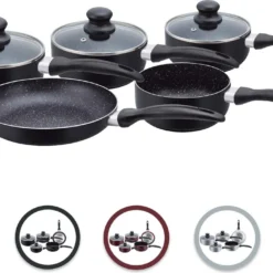 Herzberg HG-5003BK: 8-Teiliges Marmor-Kochgeschirr-Set - Schwarz -Angebote Gourmet Kueche Store 0eb716b7333da367aa2c2529822a3b7e
