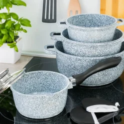 Graue Töpfe Und Kasserolle Mit Marmorbeschichtung -Angebote Gourmet Kueche Store 20f535b8b959d6a24b7d0f95af8af827