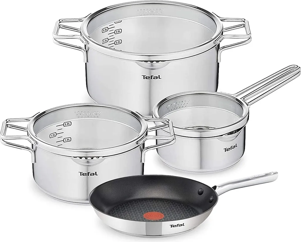 Tefal NORDICA Topfset Edelstahl 6-teilig H852S3 + DUETTO Bratpfanne °20cm 3 Tefal NORDICA Topfset Edelstahl 6-teilig H852S3 + DUETTO Bratpfanne °20cm