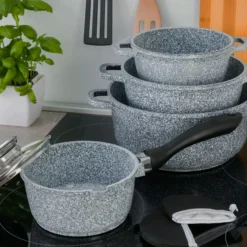 Graue Töpfe Und Kasserolle Mit Marmorbeschichtung -Angebote Gourmet Kueche Store 2ac658eb9a76a4cc3f41f12ab335f241