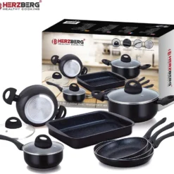 Herzberg HG-5003BK: 8-Teiliges Marmor-Kochgeschirr-Set - Schwarz -Angebote Gourmet Kueche Store 2c323220333bdedcd1ccb96bfce6c148