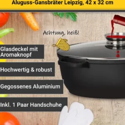 Karl Krüger 23042 Aluguss Gansbräter Leipzig 42 Cm, Schwarz -Angebote Gourmet Kueche Store 2ed1e7110188421d82e5104ca06a412e