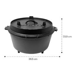 Klarstein Guernsey Premium Dutch Oven 9.0 Gusseisen-Topf , Voreingebrannt , Standfüße , Mit Deckelheber Und Deckelständer , Thermometeröffnung , Größe L: 9 Qt / 8 Liter , Schwarz -Angebote Gourmet Kueche Store 2fa5b017d0bfee09999a3d3f07d13293