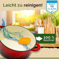 Funkenflug® Gusseisen Topf Brot Backen 4,7 Liter In Rot [Induktionsgeeignet] Inkl. Rezeptbuch - Für Einzigartigen Brotgenuss - Auch Als Schmortopf Einsetzbar - Gusseisen Emaille Topf - Bräter Gusseisen -Angebote Gourmet Kueche Store 34f1ed2d26751f95df0aa3cbc92fce9a