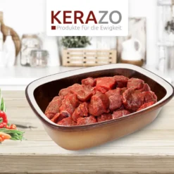 Original KERAZO Bräter 3 Liter Aus Steinzeug-Keramik Mit Deckel Braun-geflammt -Angebote Gourmet Kueche Store 3c20da6189fa32ab1fab8f3a15da8ead