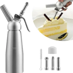EINFEBEN Sahnespender Sahneschneider Sahnesyphon Sahnebereiter Alu Profi 0.5L Poekelnadel Duese