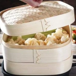 Bambus Dampfgarer Bambusdämpfer Bambussteamer Dampfgarset Aus Bambus Zum Dünsten Von Gemüse Fleisch Oder Fisch