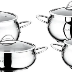 OMS Kochtopf Töpfe Suppentopf Universaltopf 18/10 Edelstahl Induktion Tencere, Liter & Maße:1.4 Liter 14x9 Cm