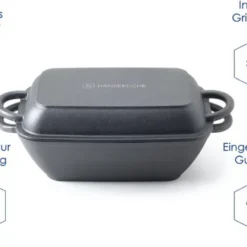 Hanseküche Gusseisen Bräter – Bereits Eingebrannter Gusseisen Topf 2in1 Mit Deckel, Gusseisenpfanne, Brotbackform Zum Brotbacken, Hochwertige Grillpfanne -Angebote Gourmet Kueche Store 548b953f852a669007c5076591899599