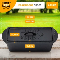 BBQ-Nerd© Kleine Brotbackform 3 L - Gusseisen Kastenform Mit Deckel - Backform Für Ofen, Grill, Feuer - Brottopf Dutch Oven Für Hackbraten Fleischkäse Brot -Angebote Gourmet Kueche Store 54dac4d97ea63d9463b75d546b0c1ade
