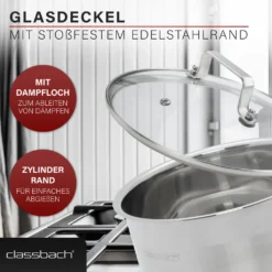 Classbach® Topfset 8-teilig, Kochtopf Set Edelstahl Für Alle Herdarten (Induktion-, Gasherd, Ceranfeld, Elektroherd) Spülmaschinenfest Kochtopf Set Camping, Töpfe Induktion Kochtopfset C-KTS 4017 -Angebote Gourmet Kueche Store 571cfa7ff18352b7b9f2cea9aeeb74f2