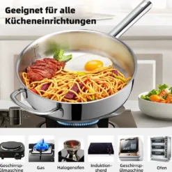 Topf-Set Topfset Induktion 10-teilig Edelstahl Kochtopf Set Mit Glasdeckel Edelstahl 18/10, Unbeschichtet Für Gas, Elektro, Halogen, Induktionsherde
