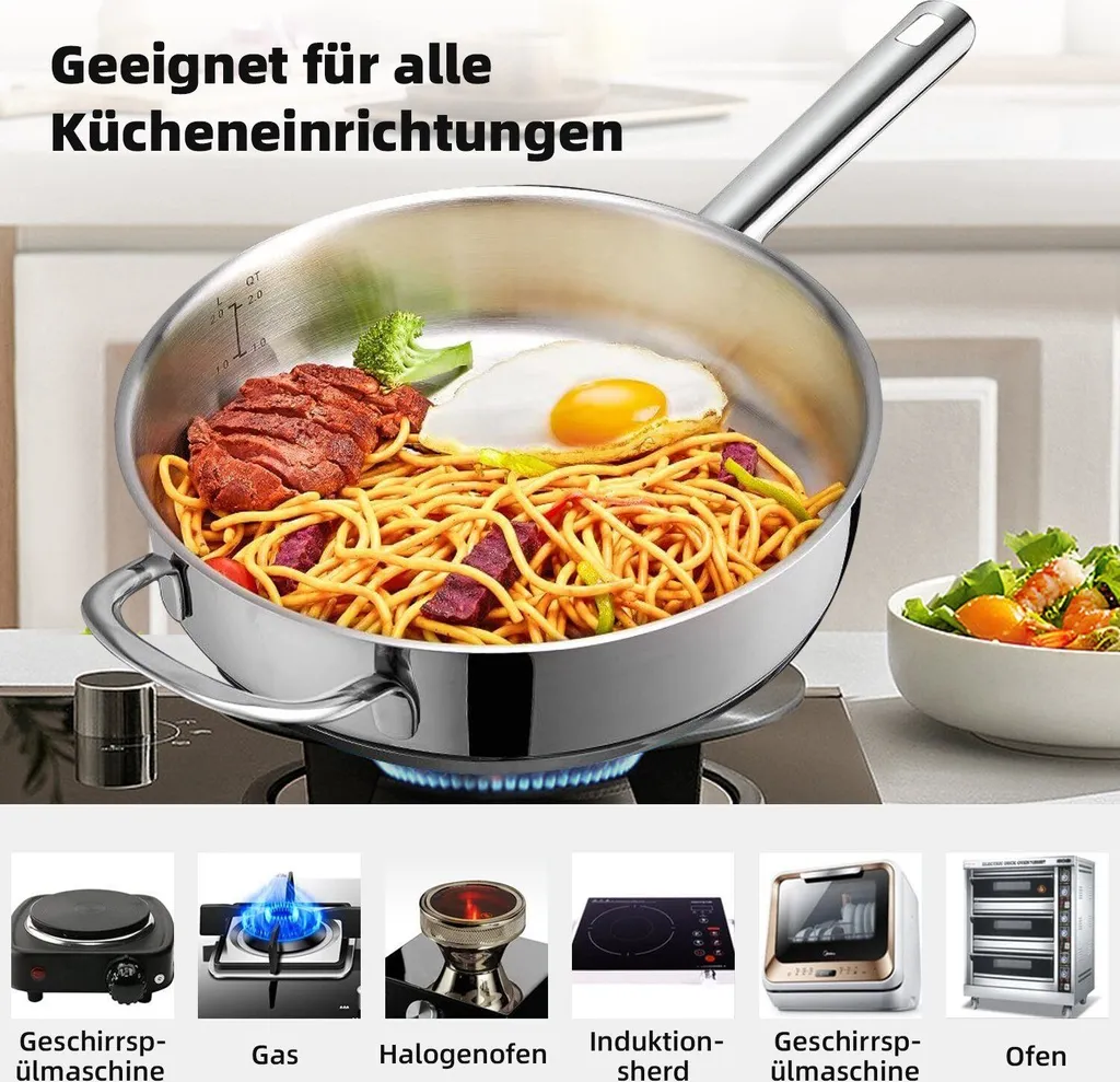 Topf-Set Topfset Induktion 10-teilig Edelstahl Kochtopf Set Mit Glasdeckel Edelstahl 18/10, Unbeschichtet Für Gas, Elektro, Halogen, Induktionsherde 2 Topf-Set Topfset Induktion 10-teilig Edelstahl Kochtopf Set Mit Glasdeckel Edelstahl 18/10, Unbeschichtet Für Gas, Elektro, Halogen, Induktionsherde