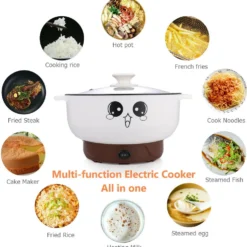 220V Multifunktional Kochtopf Elektropfanne Küchentöpfe Dampfgarer Reiskocher Hot Pot Pfanne Minitopf Für Suppen, Aufläufe, Eintöpfe (2.3L, Kein Dampfer)
