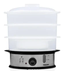 Tristar VS-3908PE Dampfgarer BPA Frei 12L Dampfkocher Steamer Edelstahl, Schwarz