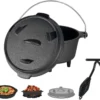 Velaze Topf-Sets, Feuertopf Aus Gusseisen Mit Füßen & Deckel, Topf Mit Henkel, Gusstopf Mit Deckelheber, Bräter Für Camping, Garten, 3.5L/1L -Angebote Gourmet Kueche Store 5d67b606ad41c755da807379be9c6a25