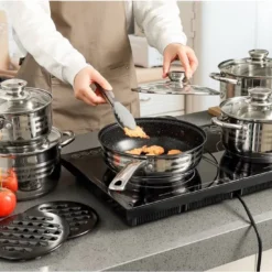 Maison & Kitchen - Kochtopfset - Pfannenset 13-teilig - Edelstahl - Kochgeschirr Set Mit Glasdeckel - Induktionsgeeignet - Stielpfanne / Bratpfanne - PFAS-frei -Angebote Gourmet Kueche Store 669d097f10b0427f13ceea0ea8ddb1d8