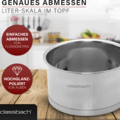 Classbach® Topfset 8-teilig, Kochtopf Set Edelstahl Für Alle Herdarten (Induktion-, Gasherd, Ceranfeld, Elektroherd) Spülmaschinenfest Kochtopf Set Camping, Töpfe Induktion Kochtopfset C-KTS 4017 -Angebote Gourmet Kueche Store 66c31b1a7fb55f93aafbdfc8550edd70