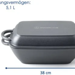 Hanseküche Gusseisen Bräter – Bereits Eingebrannter Gusseisen Topf 2in1 Mit Deckel, Gusseisenpfanne, Brotbackform Zum Brotbacken, Hochwertige Grillpfanne -Angebote Gourmet Kueche Store 67c8f42e1758412937572109223cf312