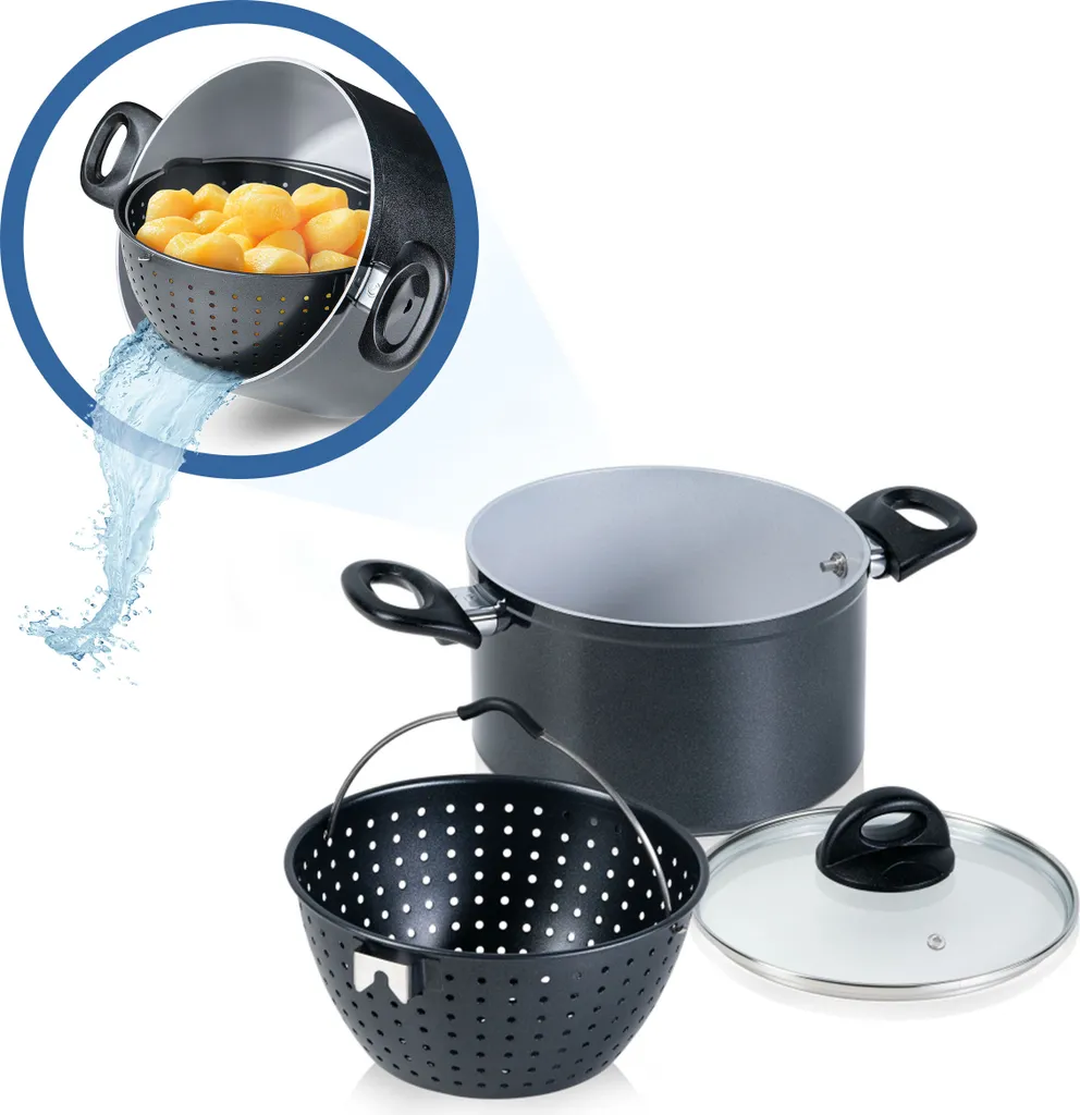 Genius Cerafit Magic Pot Kochtopf-Set 20cm - Topf 3,7l Mit Siebeinsatz & Glas-Deckel Für Einfaches Kochen, Drehen, Dünsten & Servieren; A24661 3 Genius Cerafit Magic Pot Kochtopf-Set 20cm - Topf 3,7l Mit Siebeinsatz & Glas-Deckel Für Einfaches Kochen, Drehen, Dünsten & Servieren; A24661