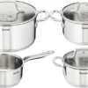 Tefal Virtuoso Topfset, 7-Teilig, Edelstahl - 7-Teiliges Set Aus 1x Stielkasserolle 16cm, 3x Kochtöpfen 16/20/24cm + 3x Deckel -Angebote Gourmet Kueche Store 784ec9d1b46a56daf9ba70dda4f80f3c