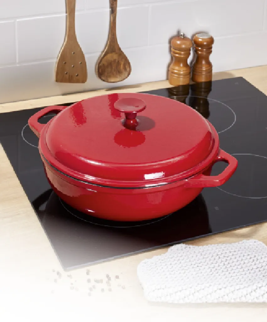 ø30cm KING® Eisengusstopf / Eisengrussbräter / Farbe: Dunkel-Rot / Ca. 9cm Hoch 4 ø30cm KING® Eisengusstopf / Eisengrussbräter / Farbe: Dunkel-Rot / Ca. 9cm Hoch – Bild 2