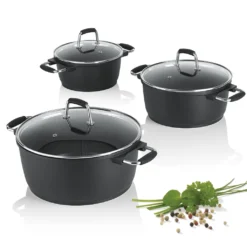 Bratoni Aluguss Kochtopf 24cm 4,5L | Glasdeckel | Antihaft | Kraztfest | Schwarz -Angebote Gourmet Kueche Store 7c993d1c731698c48c1e2d31bca65c9f