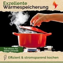 Funkenflug® Gusseisen Topf Brot Backen 4,7 Liter In Rot [Induktionsgeeignet] Inkl. Rezeptbuch - Für Einzigartigen Brotgenuss - Auch Als Schmortopf Einsetzbar - Gusseisen Emaille Topf - Bräter Gusseisen -Angebote Gourmet Kueche Store 828102253ddb9f7b45670eb3d40a7f7b