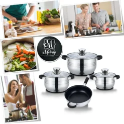 TopfSet Induktion 7-Teilig Edelstahl Alle Herdarten Töpfe Kochtopf Pfannen Set Schwarz -Angebote Gourmet Kueche Store 85dbfbbd0ed21f2d943724137c6fc89c