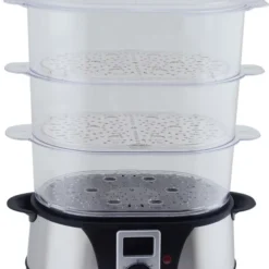 H.Koenig Elektro-Dampfgarer Ohne BPA 12 Liter, 3 Herausnehmbare Behälter, 1000 W, Timer Bis Zu 60 Minuten VAP12, Kunststoff, Metall, Single -Angebote Gourmet Kueche Store 8872d21d9d41e4273b53aaa203b48a8e