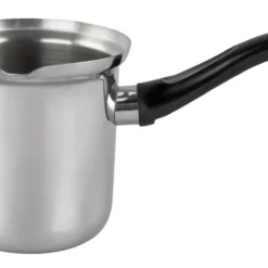 Fackelmann Kaffeetopf Ø 9 Cm, Milchtopf Aus Edelstahl, Mokkakanne Geeignet Für Ceranfelder/ Gas-/ Induktions-/ Elektroherde (Farbe: Schwarz/Silber), Menge: 1 Stück