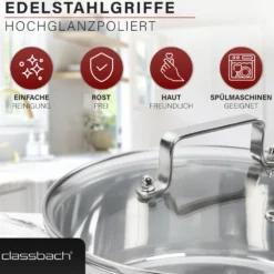 Classbach® Topfset 8-teilig, Kochtopf Set Edelstahl Für Alle Herdarten (Induktion-, Gasherd, Ceranfeld, Elektroherd) Spülmaschinenfest Kochtopf Set Camping, Töpfe Induktion Kochtopfset C-KTS 4017 -Angebote Gourmet Kueche Store 9f1e2b43597240b6004b95e1c8fc736b