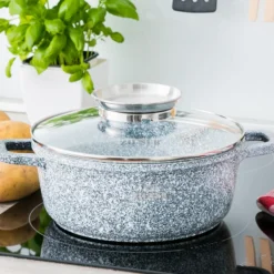 Graue Töpfe Und Kasserolle Mit Marmorbeschichtung -Angebote Gourmet Kueche Store a0c952bc0c0acf848a824d005f12d774