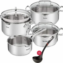 Tefal G719S734 DUETTO 8-tlg.Set 3x Kochtopf/Glasdeckel + Stieltopf + Suppenkelle