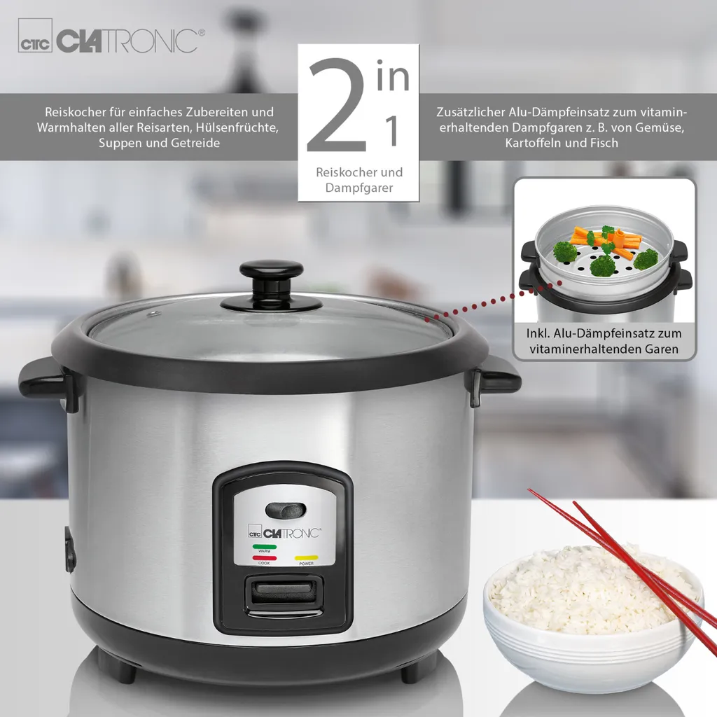 Clatronic Reis-Kocher Multi-Kocher Dampf-Garer 700 W + Löffel RK 3567 8 Clatronic Reis-Kocher Multi-Kocher Dampf-Garer 700 W + Löffel RK 3567 – Bild 6