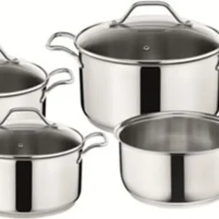 Tefal Intuition Topfset 7-teilig - Kochtöpfe 16 (1,3 L) + 20 (2,9 L) + 24 (4,9 L) Cm Mit Glasdecke, A702A8