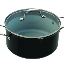 LAGUIOLE Kochtopf 20 Cm Glasdeckel Ausgießer 3,1 Liter Antihaftbeschichtung Induktion Schwarz*00764