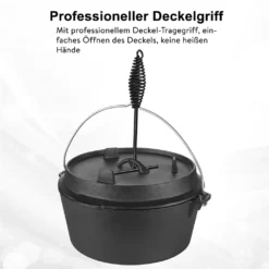Mucola Gusseisen Feuertopf Gusstopf Inkl. Deckelgriff 2in1 Kochtopf & Pfanne 9,0L Dutch Oven Potjie Camping Kochgeschirr -Angebote Gourmet Kueche Store bbdfadb88546062c5edd22abc6c17535