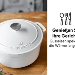 Daumonet Gusseisen-Bräter - Rund Ø 26 Cm - Weiß -Angebote Gourmet Kueche Store bc9f34499c21a8656baa8201eec96d2e