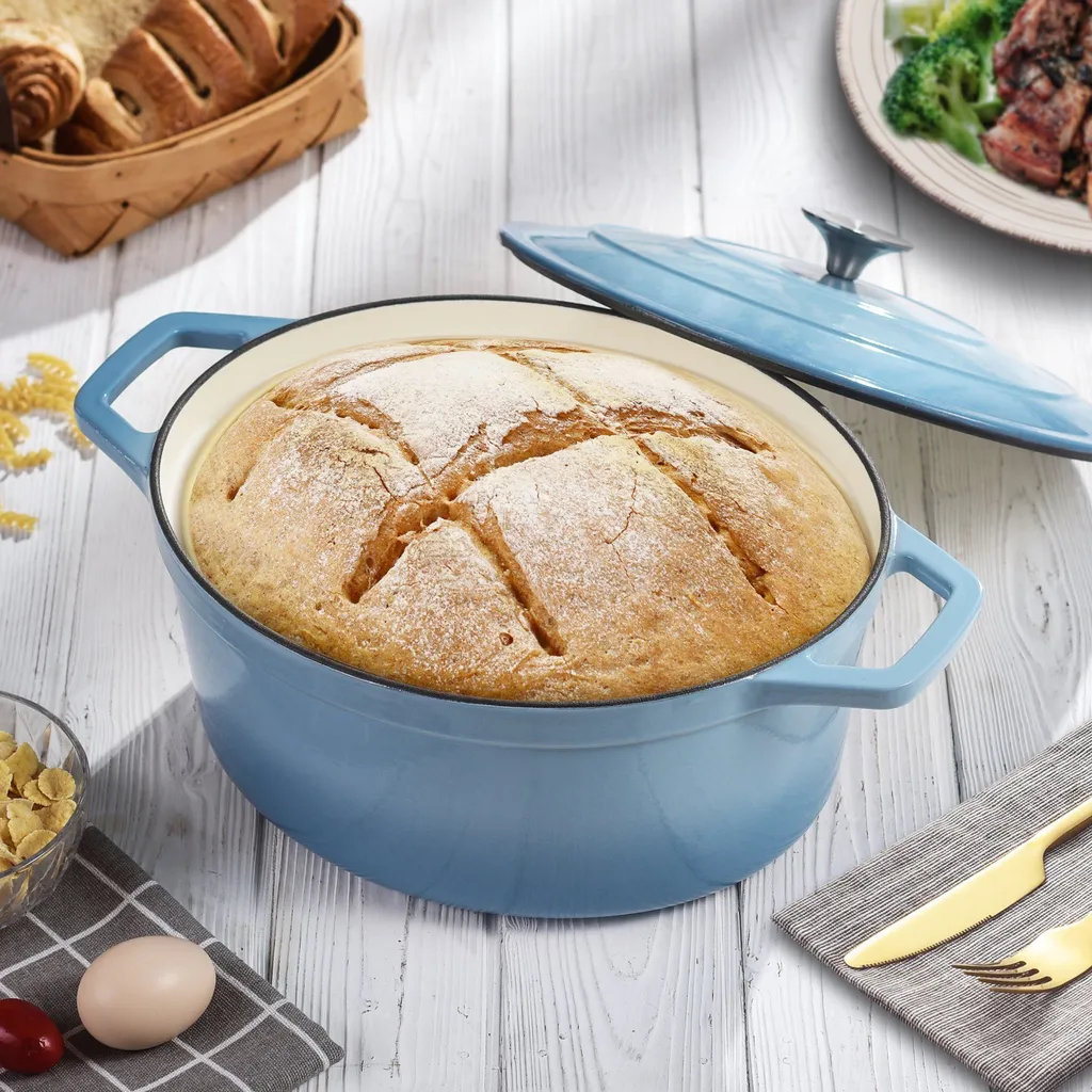 Vancasso Gusseisen Topf, Bräter Mit Deckel, Bratpfanne 6L Ø 30cm Emaillie Schmortopf, 13cm Niedrige Höhe Kasserolle Für Alle Herdarten Und Induktion 6 Vancasso Gusseisen Topf, Bräter Mit Deckel, Bratpfanne 6L Ø 30cm Emaillie Schmortopf, 13cm Niedrige Höhe Kasserolle Für Alle Herdarten Und Induktion – Bild 4