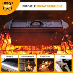 BBQ-Nerd© Kleine Brotbackform 3 L - Gusseisen Kastenform Mit Deckel - Backform Für Ofen, Grill, Feuer - Brottopf Dutch Oven Für Hackbraten Fleischkäse Brot -Angebote Gourmet Kueche Store c28aefefefcac8e5d45448854013d55a
