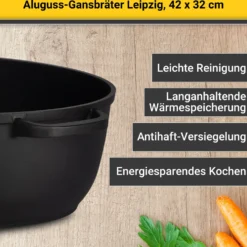 Karl Krüger 23042 Aluguss Gansbräter Leipzig 42 Cm, Schwarz -Angebote Gourmet Kueche Store ce35578ecf843853f522f14694a3ab52