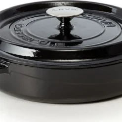 LAVA Kochtopf Mit Deckel Aus Emailliertem Gusseisen Schwarz Mit 3,5 Liter